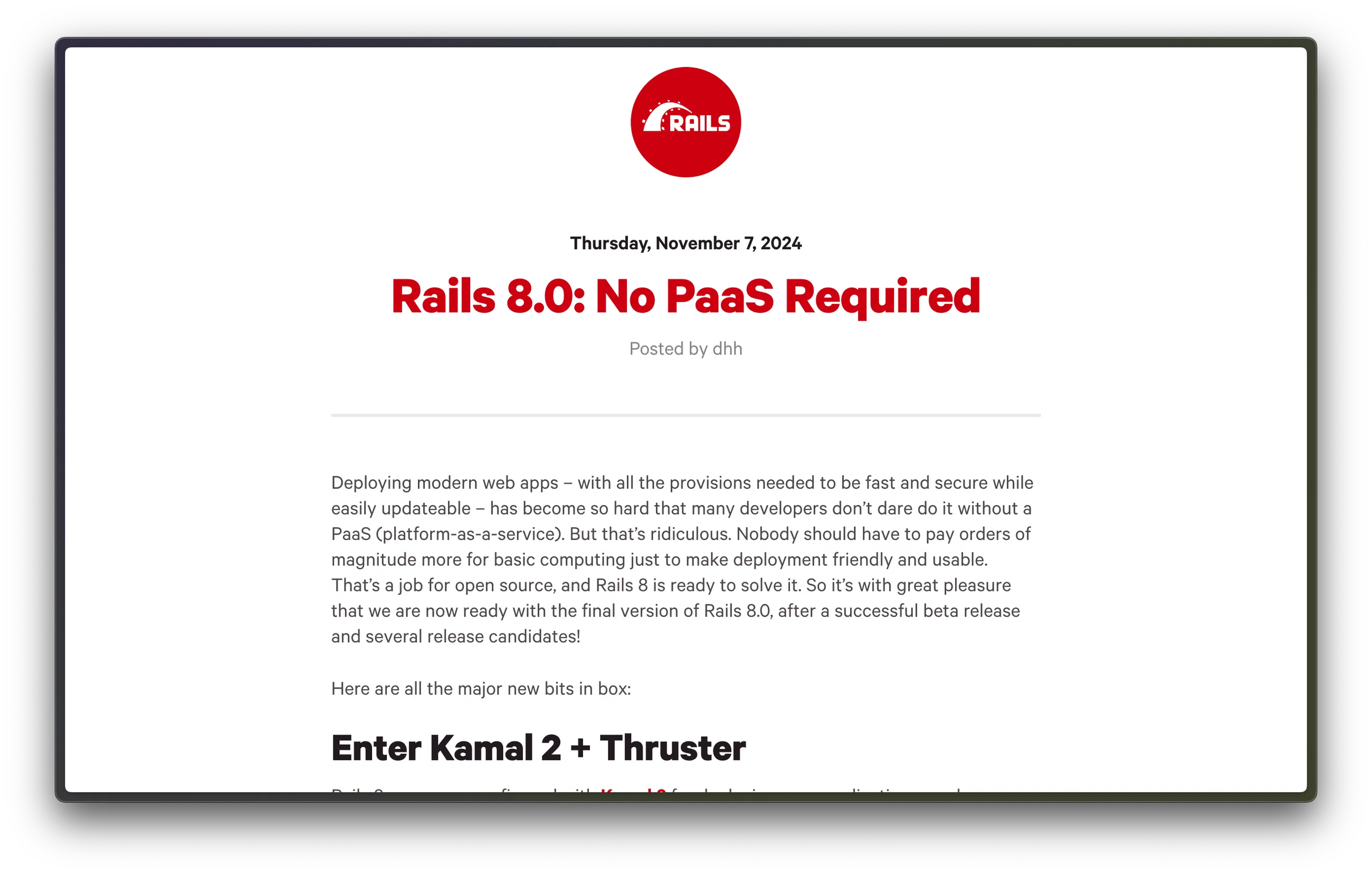 Rails 8: A Big Step Towards Easier Deployments