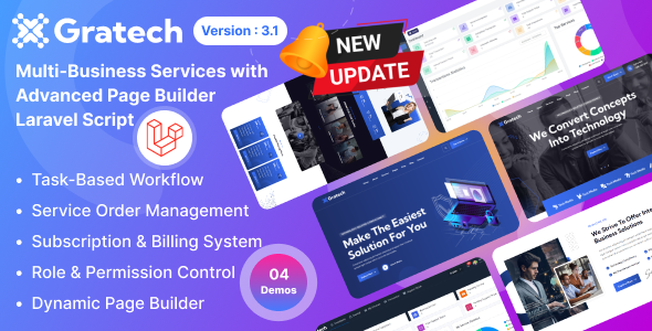 Gratech - Multi-Business Services with Advanced Page Builder & Workflow Tools