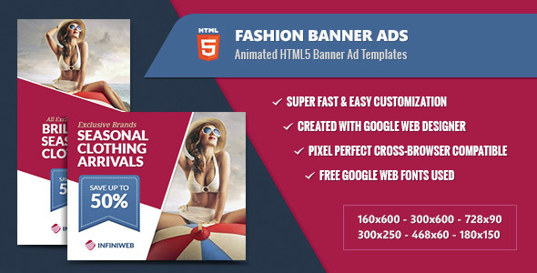 Fashion Banner Ads - Animated HTML5 Templates GWD