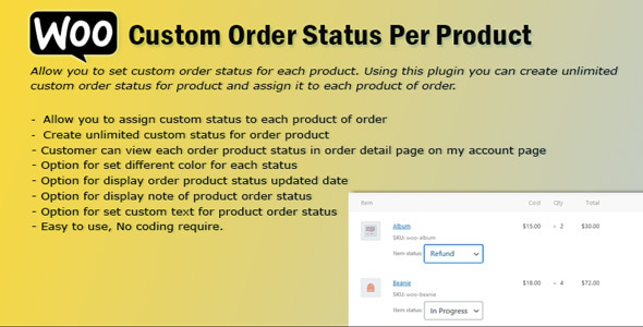 WooCommerce Order Status Per Product