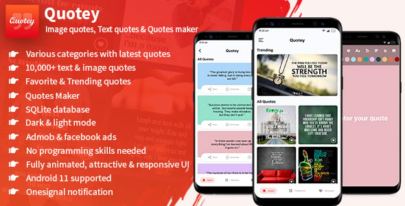 Quotey - Image Quotes, Text Quotes & Quotes Maker (Fully Animated UI)