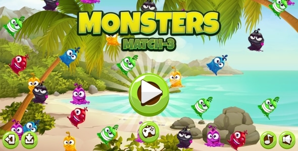 Monster Match-3 - HTML5 Game + Android + AdMob (Construct 3 | Construct 2 | Capx)