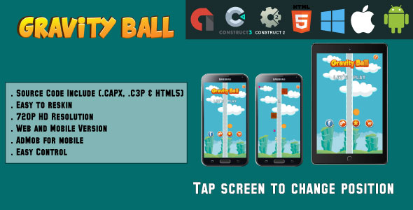 Gravity Ball - HTML5 Game - Web & Mobile + AdMob (CAPX, C3p and HTML5)