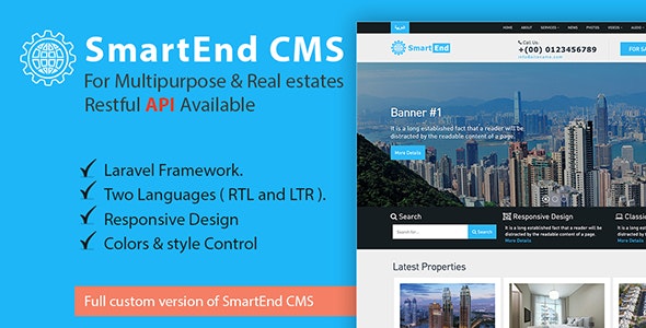 SmartEnd CMS for multipurpose & real estate with Restful API