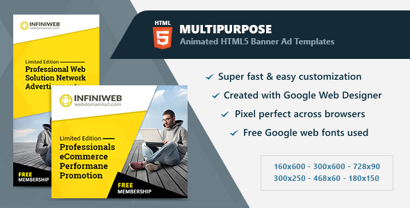 Multipurpose Animated Banner Ads HTML5 (GWD)