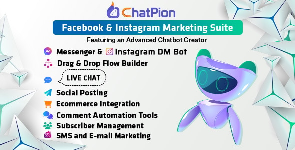 ChatPion: AI Chatbot for Facebook, Instagram, eCommerce, SMS/Email & Social Media Marketing (SaaS)