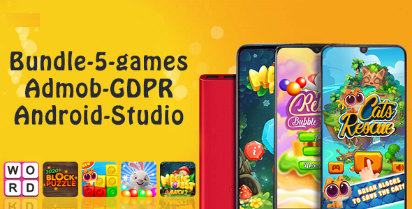 Bundle#1 , 5 Games (Admob + GDPR + Android Studio)