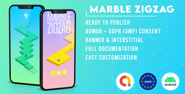 Marble ZigZag (Admob + GDPR + Unity)