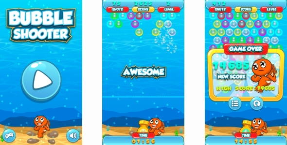 Bubble Shooter - HTML5 Game + Android + AdMob (Construct 3 | Construct 2 | Capx)