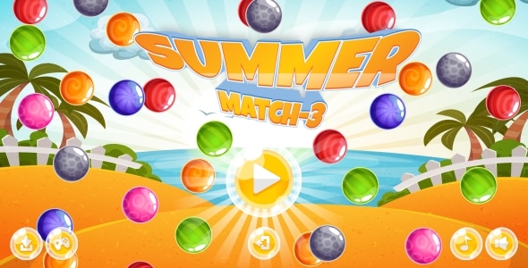 Summer Match-3 - HTML5 Game + Android + AdMob (Construct 3 | Construct 2 | Capx)