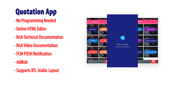 Quotes and Sayings | Native Android Quotation App with FCM PUSH Notification & AdMob