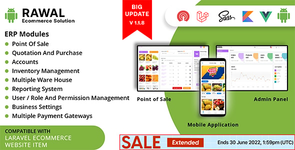 Rawal – Android & Laravel Ecommerce Solution with POS for Single & Multiple Location Business Brand
