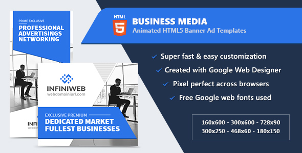 HTML5 Animated Banner Ads - Business Media (GWD)