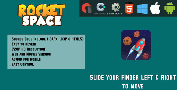 Rocket Space - HTML5 Game - Web & Mobile + AdMob (CAPX, C3p and HTML5)