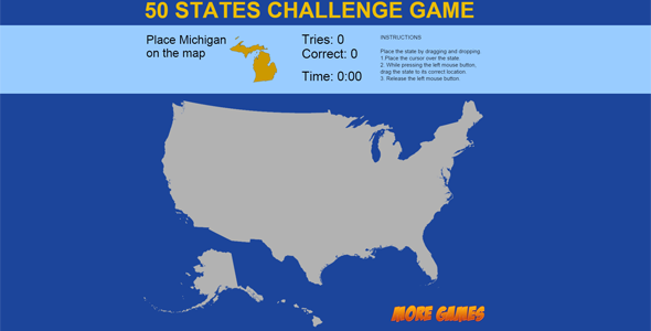 United States Map game - 50 States Challenge