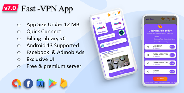 Fast-Pro VPN App | VPN Unblock Proxy | VPN In App Purchase | High Secure VPN | Admob Ads