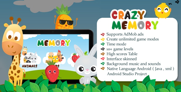 Crazy Memory Game - Match Game - Android Game with Admobs Ads