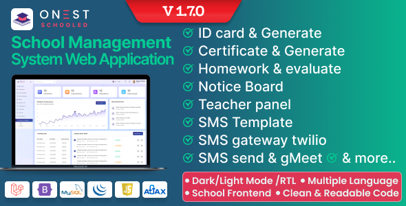 Onest Schooled - School Management System Laravel Script