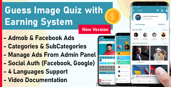 Guess Image And Earn Money App + Admin Panel