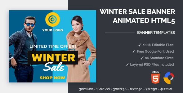 Winter Sale Banners Animated HTML5 Banner Ads (GWD)