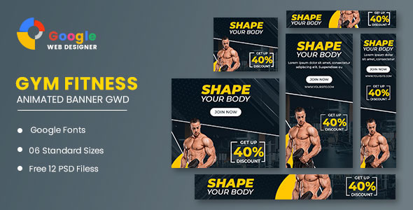 Gym Google Adwords HTML5 Banner Ads GWD