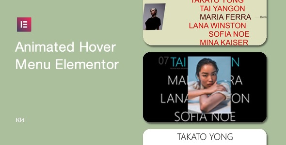 Animated Hover Menu for Elementor