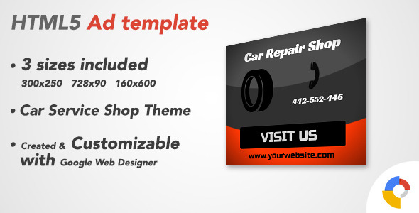 Ad HTML5 Template | Car Service Shop