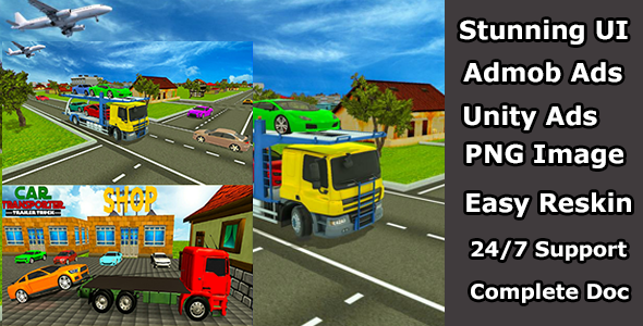 Dangerous cargo Express truck- Car transporter unity game