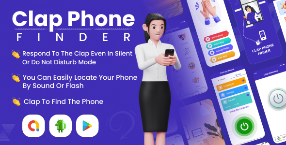 Clap Phone Finder | Find my phone By clap | Android App | With Admob Ads | V5.0