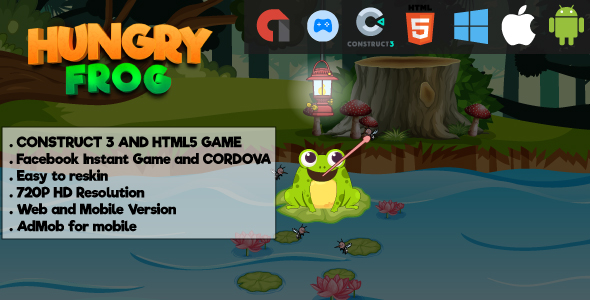 My Hungry Frog - HTML5 Game - Web, Mobile and FB Instant games(C3p and HTML5)