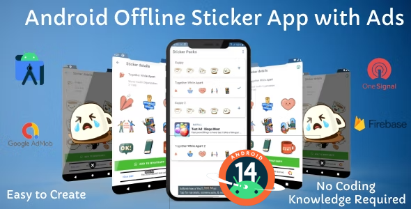 Whatsapp Sticker App (Offline) with Admob and OneSignal Push Notification for Android