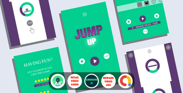 Jump Up : (Android Studio+Admob+Reward Video+Inapp+Leaderboard+ready to publish)