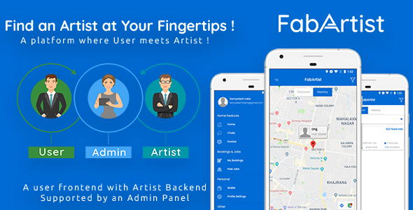 Hire for Work - Fab Artist Android | 2 Apps | Customer App + Artist App + Admin Panel | Freelancer