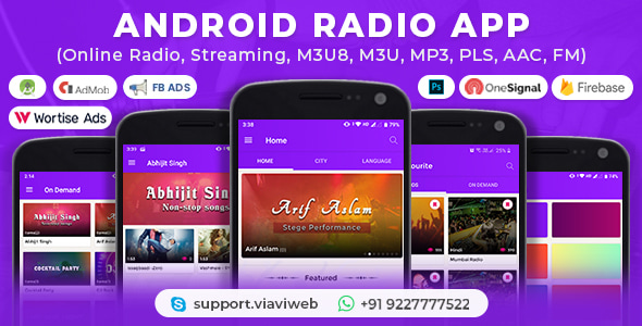 Android Radio App (Online Radio, Streaming, M3U8, M3U, MP3, PLS, AAC, FM)