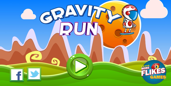 Gravity run - HTML5 game. Construct 2 (.capx) + mobile