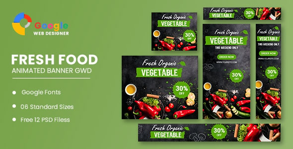 Fresh Food Google Adwords HTML5 Banner Ads GWD