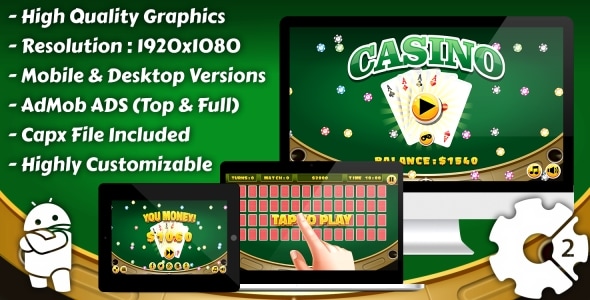 Casino - "Cards Memory" HTML5 Game, Mobile Version+AdMob!!! (Construct 3)