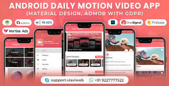 Android Daily Motion Video App (Material Design,Admob with GDPR)