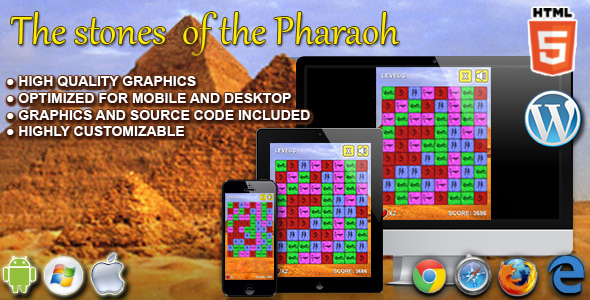 The Stone of the Pharaoh - HTML5 Match 3 Game