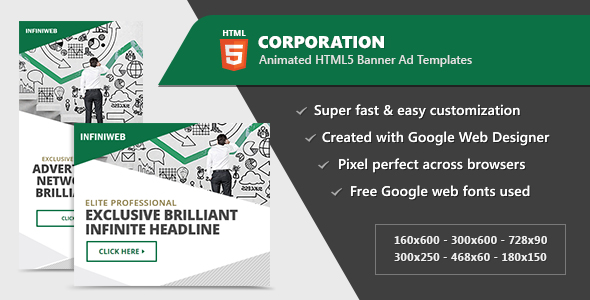 Corporation Banner Ad Templates - HTML5 Animated GWD