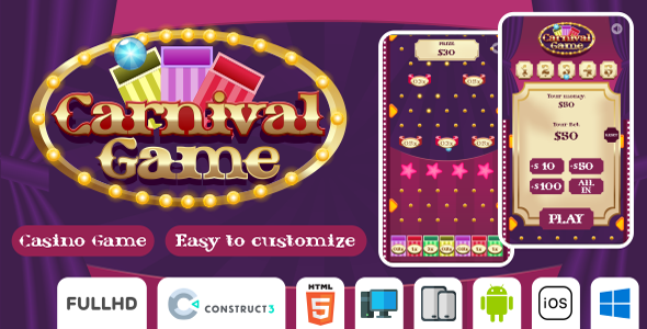 Carnival Game - Plinko - Casino Game - HTML5 (Construct3)