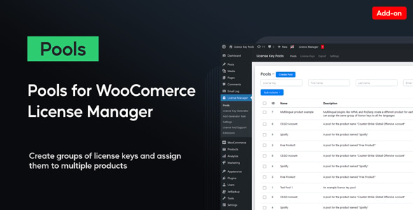 Pools For WooCommerce License Manager