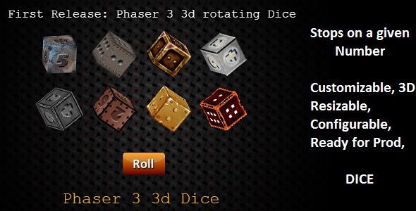 Phaser 3 3D Dice Class: Customizable