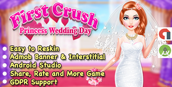 Wedding Princess Salon Dress Up Game For Kids + Ready For Publish + Admob + Android Studio