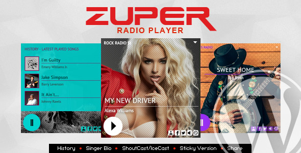 Zuper - Shoutcast and Icecast Radio Player With History - WordPress Plugin