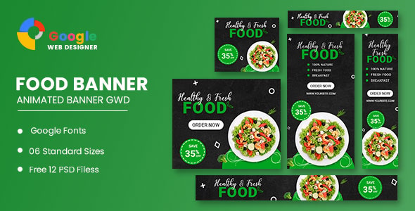 Healthy Fresh Food Google Adwords HTML5 Banner Ads GWD