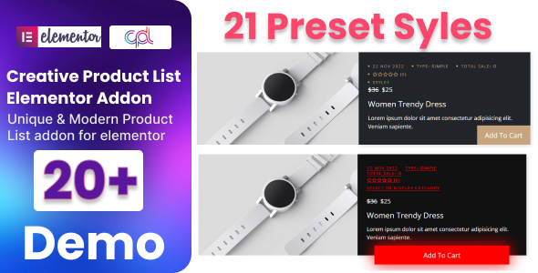 WooCommerce Product List Addon For Elementor