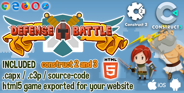 Defense Battle HTML5 Game - Construct 2 & 3 Source-code