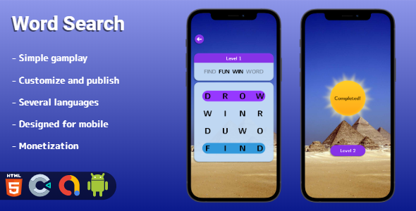 Word Search - HTML5 game (Construct 3)