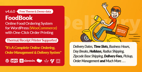 FoodBook | Online Food Ordering & Delivery System for WordPress with One-Click Order Printing